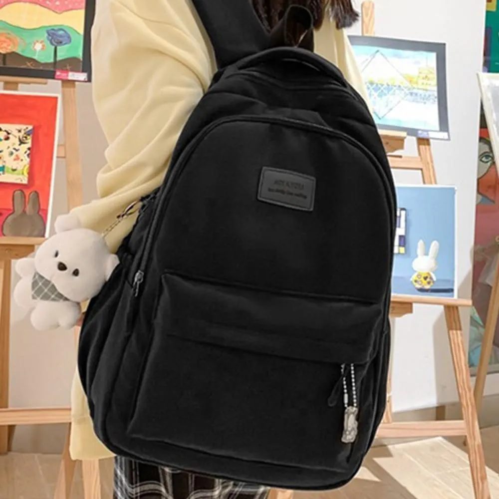 ALTALIVA Nylon Kawaii Water-Resistant Lightweight Backpack for Women Cute Laptop Daypack Traveling Daily Bag (Black)