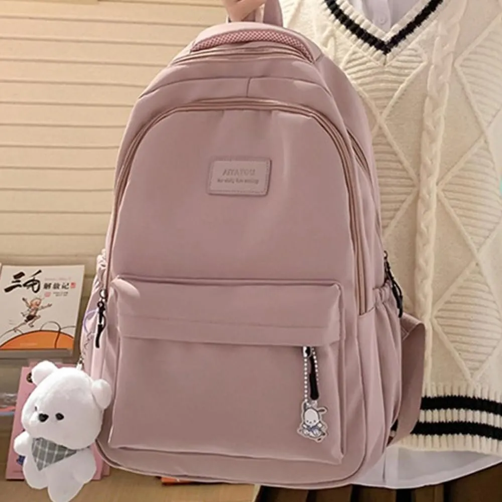 ALTALIVA Nylon Kawaii Water-Resistant Lightweight Backpack for Women Cute Laptop Daypack Traveling Daily Bag (Pink)