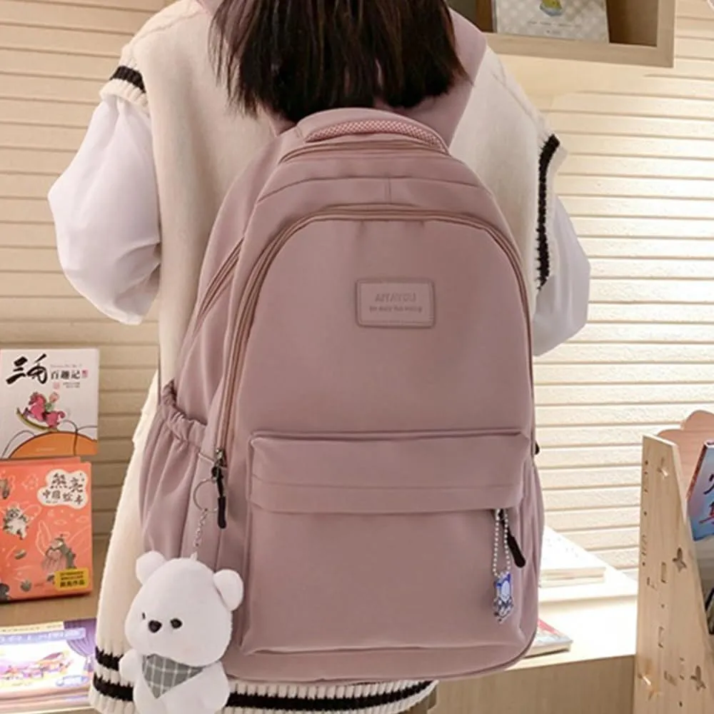 ALTALIVA Nylon Kawaii Water-Resistant Lightweight Backpack for Women Cute Laptop Daypack Traveling Daily Bag (Pink)