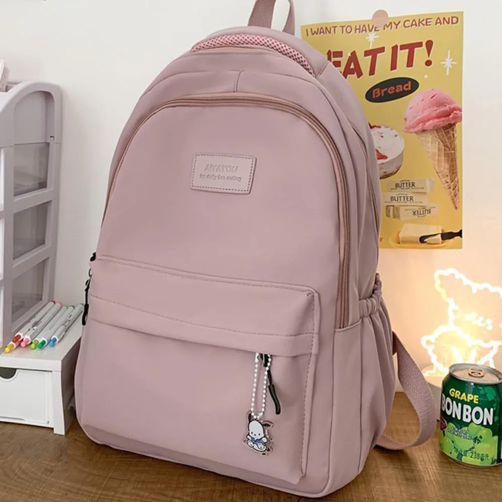 ALTALIVA Nylon Kawaii Water-Resistant Lightweight Backpack for Women Cute Laptop Daypack Traveling Daily Bag (Pink)