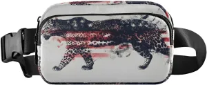 American Leopard Fanny Pack Water Resistant Waist Pack Sling Bag Purse for Women Men Travel Hiking