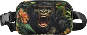 Angry Gorilla Fanny Pack Water Resistant, Women Men Waist Pack Sling Bag Purse for Travel Hiking