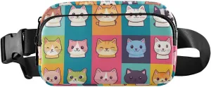 Anime Cats Fanny Pack Water Resistant, Women Men Waist Pack Sling Bag Purse for Travel Hiking