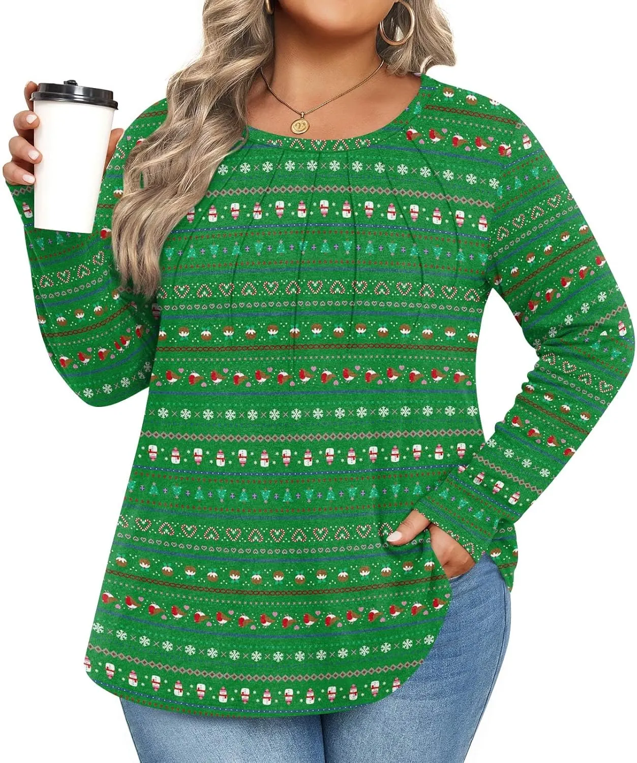 Anymiss Spring Plus Size Tops for Women 2025 Winter Sweaters Trendy Long sleeve Crew Neck Tshirts L-5XL