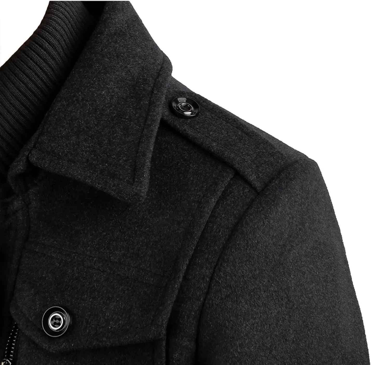 APTRO Men's Pea Coat Wool Jacket Windbreaker Single Breasted Winter Coat