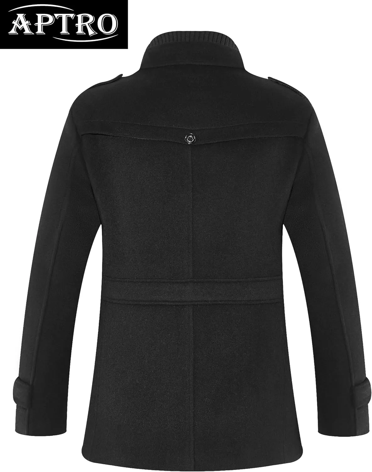 APTRO Men's Pea Coat Wool Jacket Windbreaker Single Breasted Winter Coat
