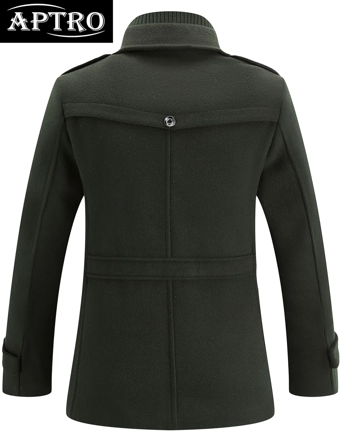 APTRO Men's Pea Coat Wool Jacket Windbreaker Single Breasted Winter Coat