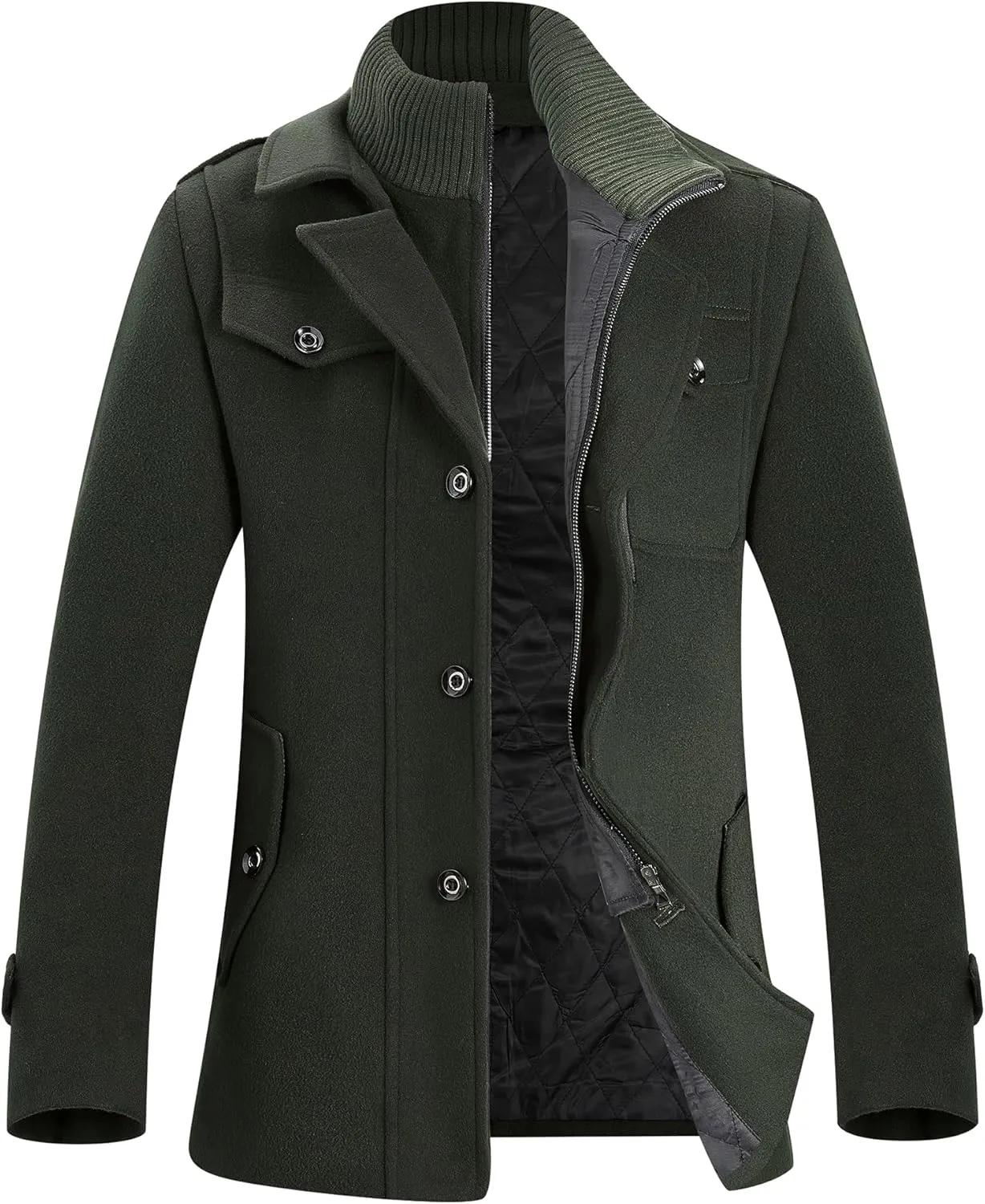 APTRO Men's Pea Coat Wool Jacket Windbreaker Single Breasted Winter Coat