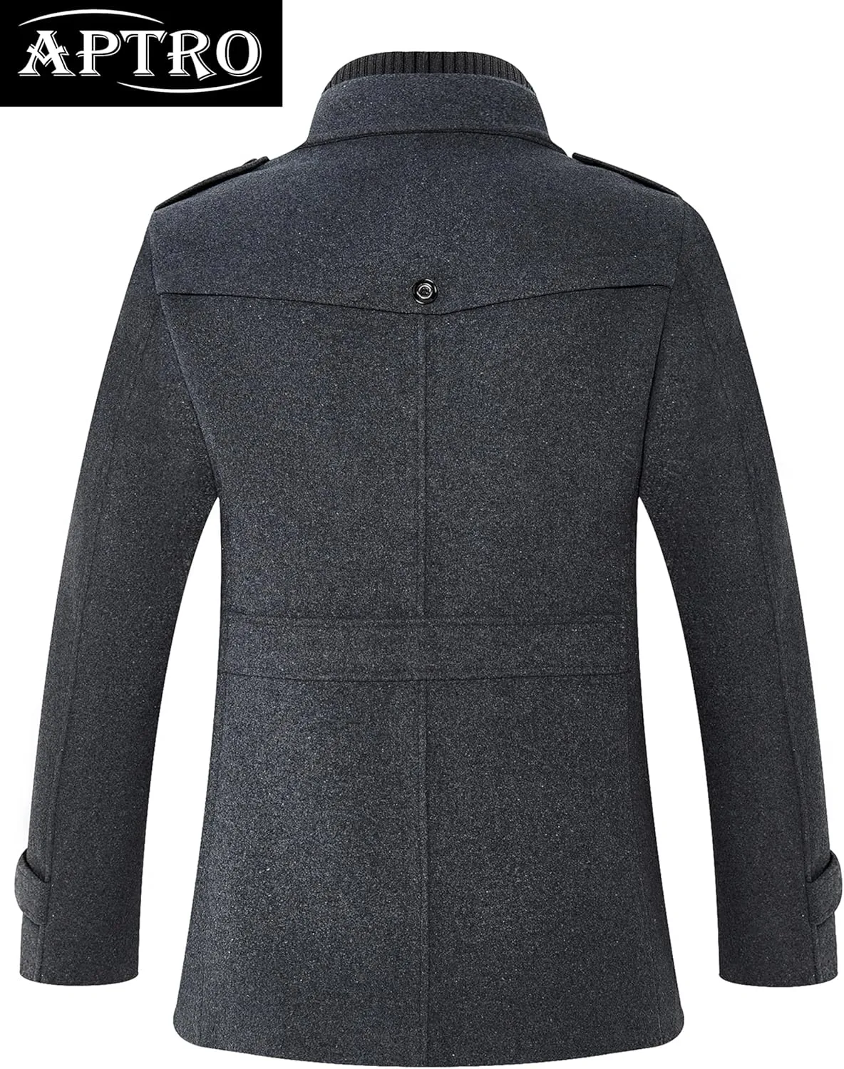 APTRO Men's Pea Coat Wool Jacket Windbreaker Single Breasted Winter Coat