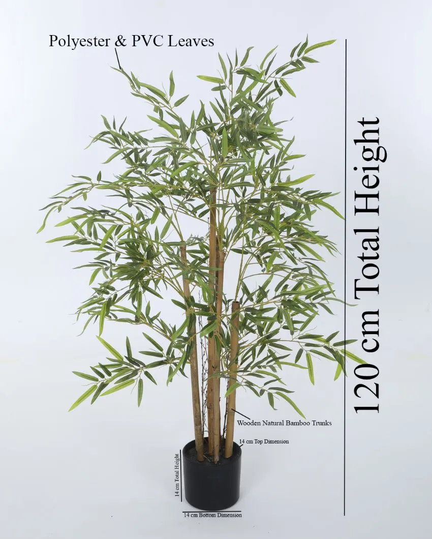 Artificial Green Bamboo Plant With Black Pot