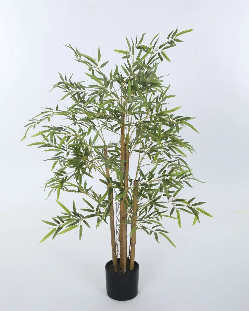 Artificial Green Bamboo Plant With Black Pot