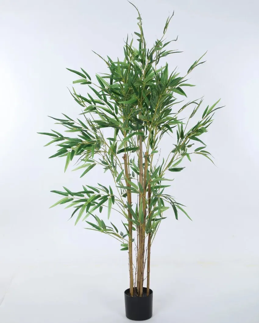 Artificial Green Bamboo Plant With Black Pot