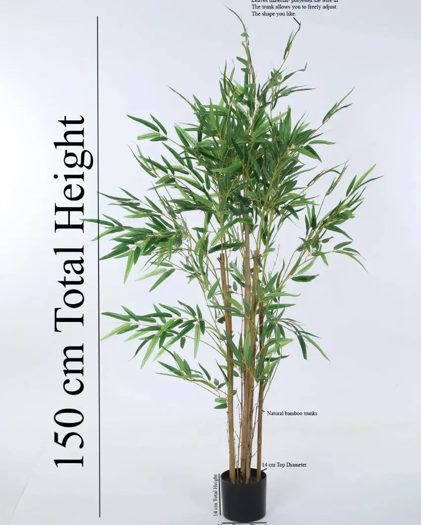 Artificial Green Bamboo Plant With Black Pot