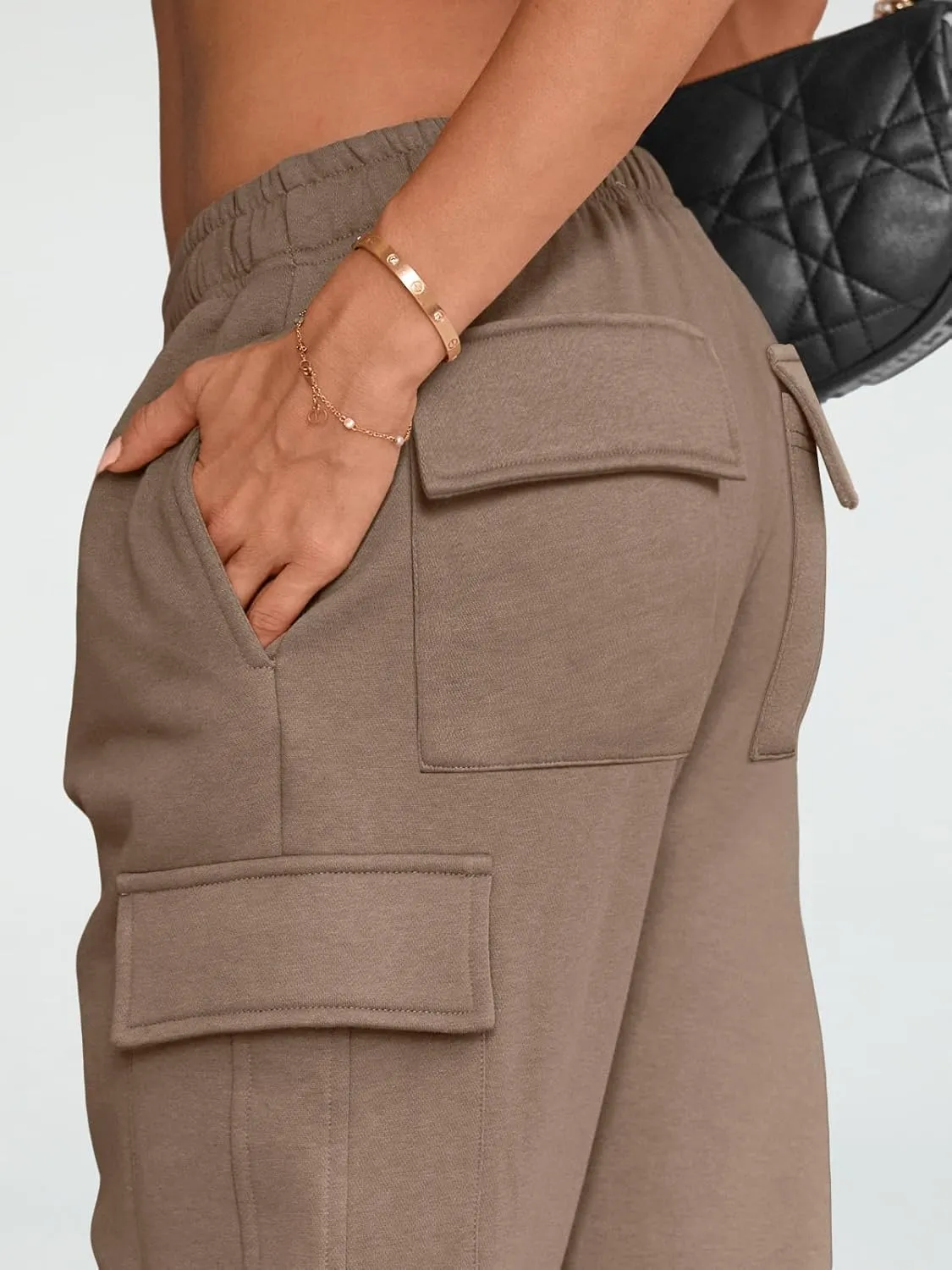 AUTOMET Womens Cargo Sweatpants Wide Leg Fleece Lined Y2k Pants Fall Winter Baggy Joggers with Pockets