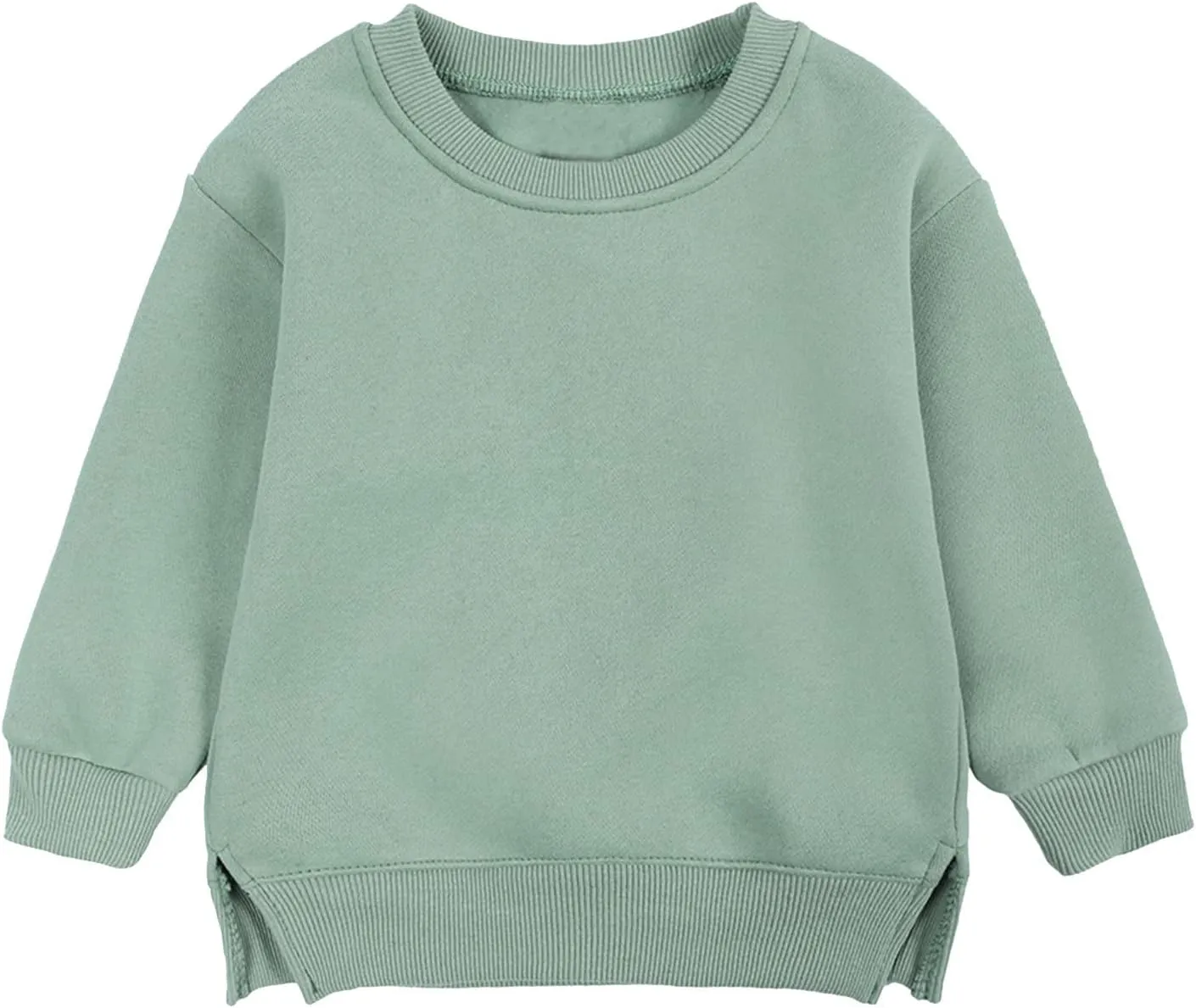 Baby Boys Girls Fleece Sweatshirt Crewneck Solid Cotton Pullover Newborn Infant Warm Basic Sweatshirt Fall Winter Top