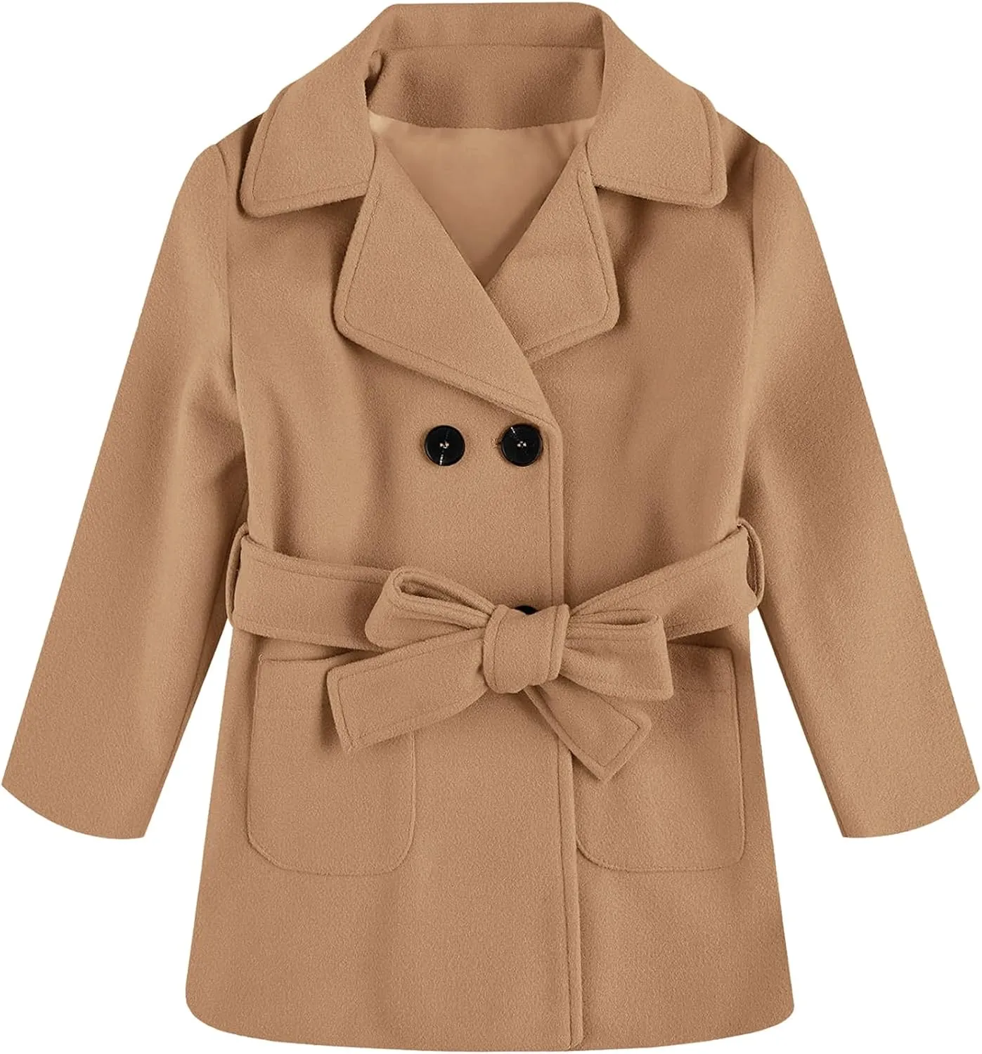 Baby Kids Boys Girls Classic Wool Blend Coat Winter Double Breasted Trench Coat Outwear Pea Coat Jacket with Belt