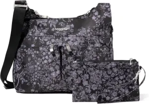 Baggallini Cross Over Crossbody Women 11x8.5 Medium Travel Bag Lightweight Water-Resistant Nylon Organized Handbag Purse