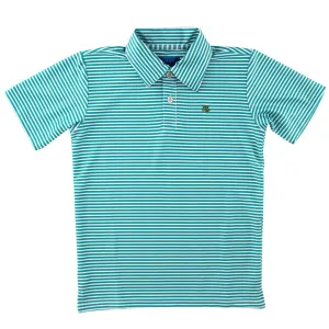 Bailey Boys Henry Performance Short Sleeve Stripe Polo Ocean