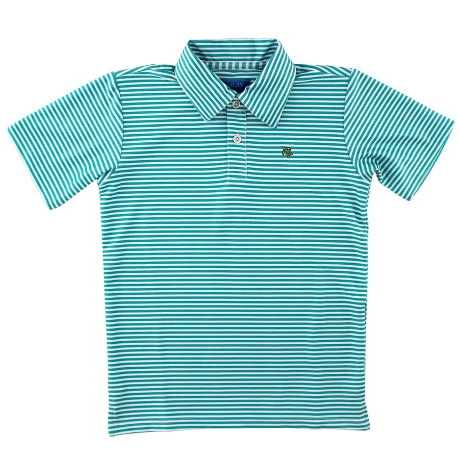 Bailey Boys Henry Performance Short Sleeve Stripe Polo Ocean