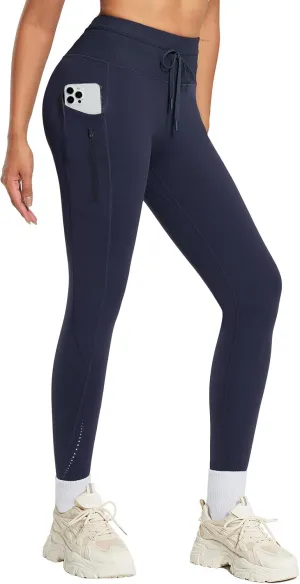 baleaf Women's Fleece Lined Leggings High Waisted Water Resistant Winter Warm Running Thermal Pants Zipper Pocket