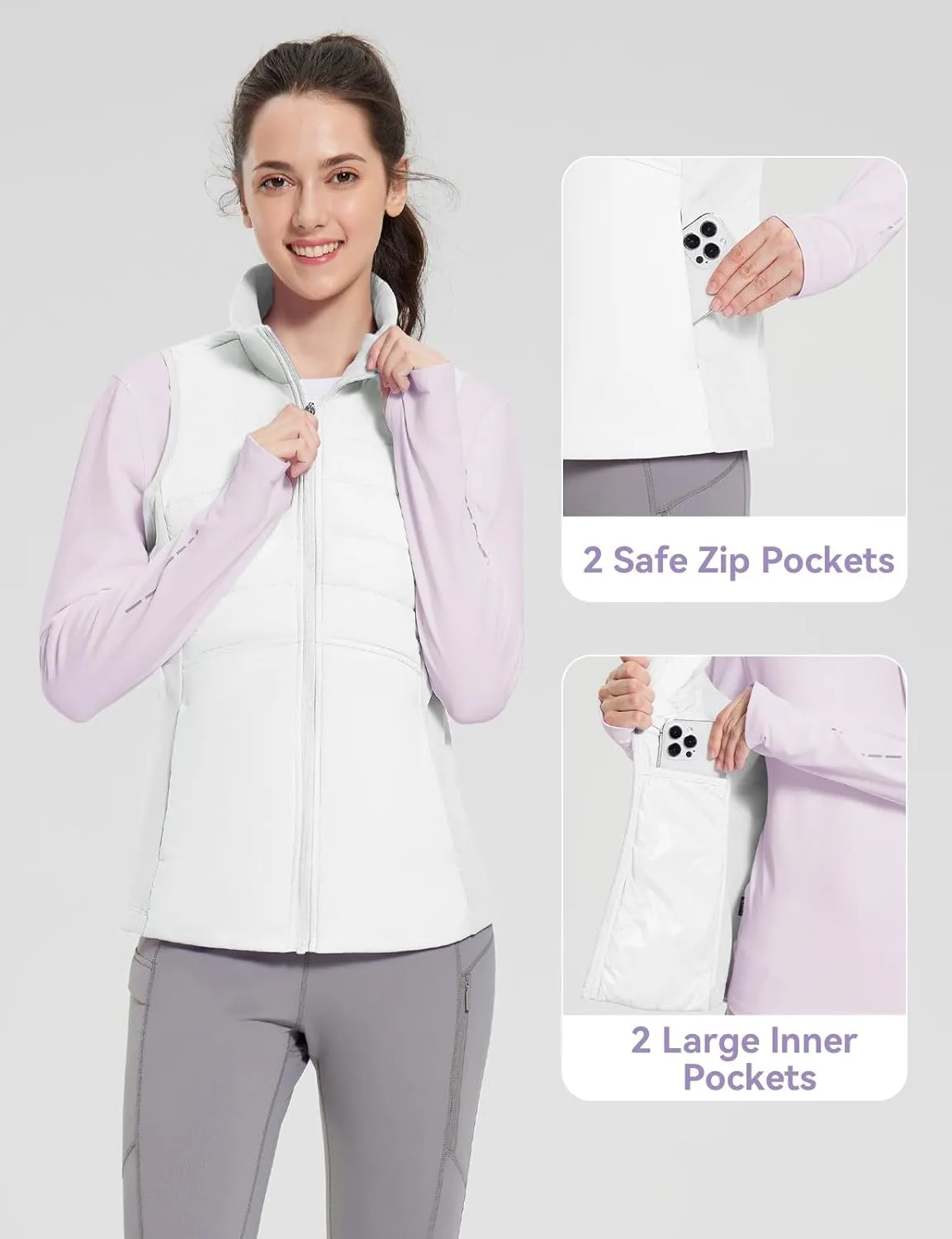 baleaf Women's Lightweight Puffer Warm Vest Thermal Water Resistant Outwear Sleeveless Jacket Zip Pocket Winter Outdoor