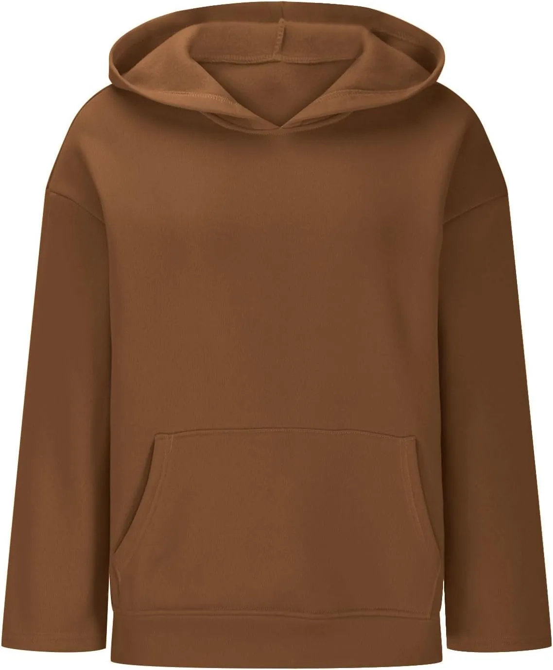 Basic Hoodies For Women Dressy Casual Loose Solid Hooded Sweatshirt With Pockets Fall Fashion Pullover Tops 2024