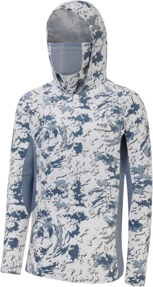 BASSDASH UPF 50  Mens Hunting Shirts with Mask Long Sleeve Camo Fishing Hoodie