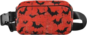 Bats Red Fanny Pack Water Resistant, Women Men Waist Pack Sling Bag Purse for Travel Hiking