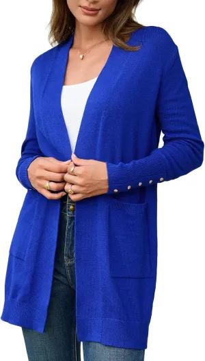 BB&KK Women's Cardigan Sweaters Button Cuff Long Sleeve Knit Open Front Jacket Casual Fall Coat with Pockets