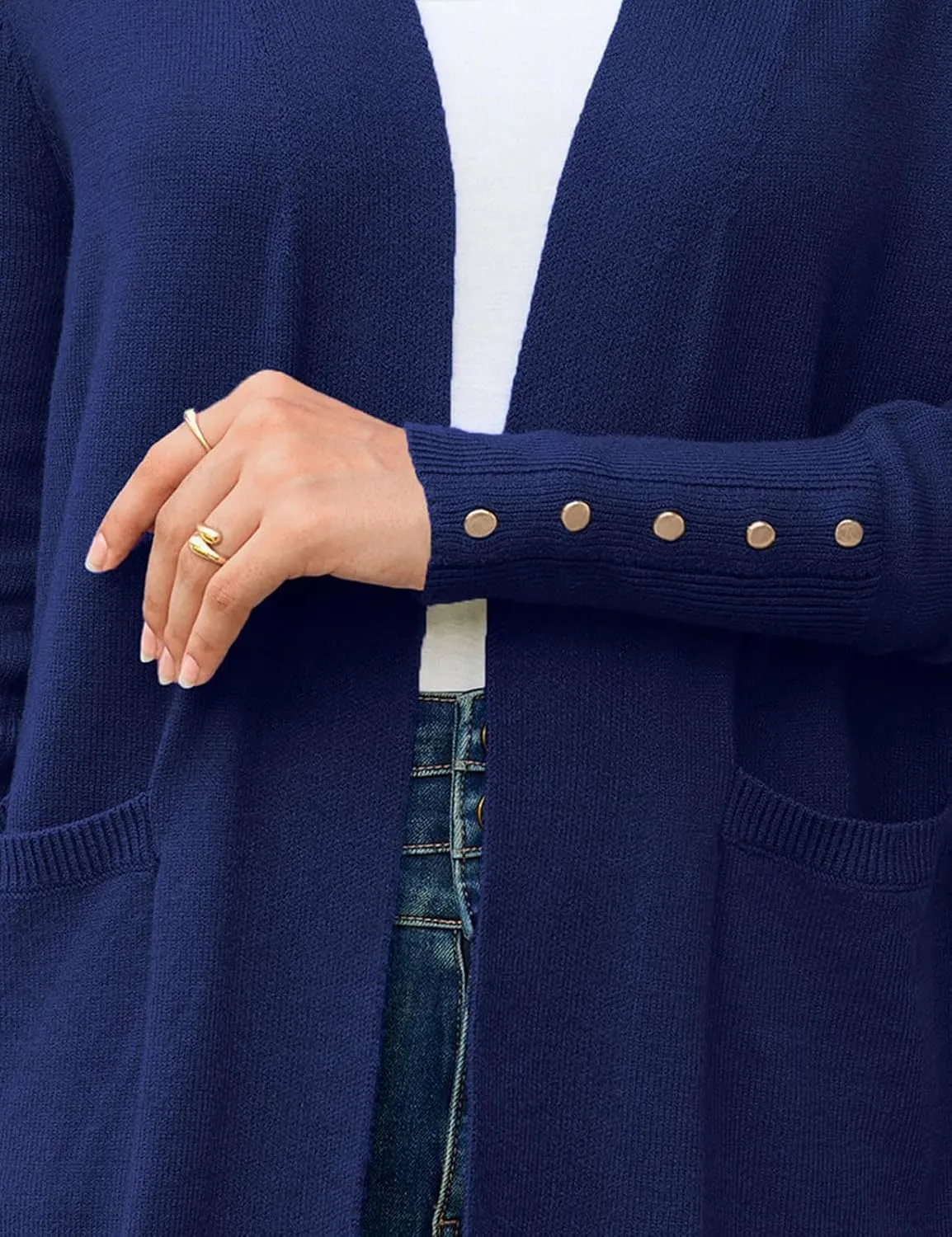 BB&KK Women's Cardigan Sweaters Button Cuff Long Sleeve Knit Open Front Jacket Casual Fall Coat with Pockets