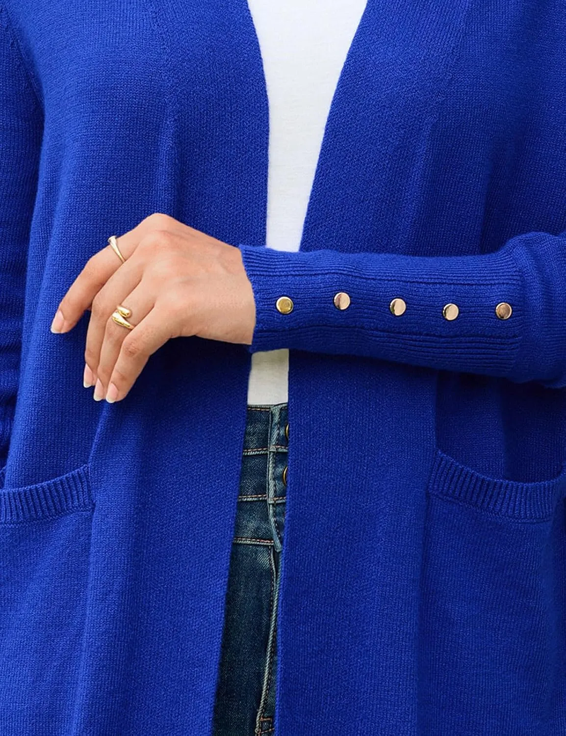 BB&KK Women's Cardigan Sweaters Button Cuff Long Sleeve Knit Open Front Jacket Casual Fall Coat with Pockets