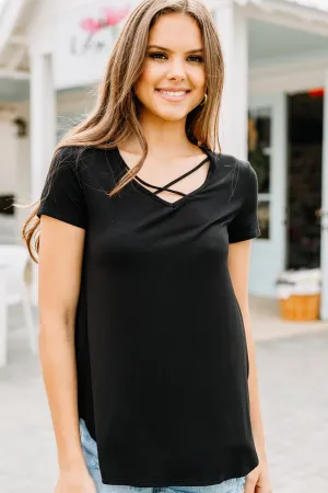 Before I Go Black Crisscross Neckline Top