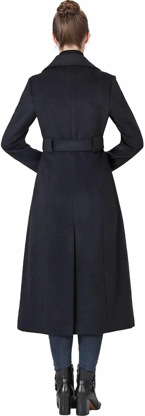 BGSD Women May Wool Blend Belted Long Walking Trench Coat with Removable Bib (Also available in Plus Size and Petite)