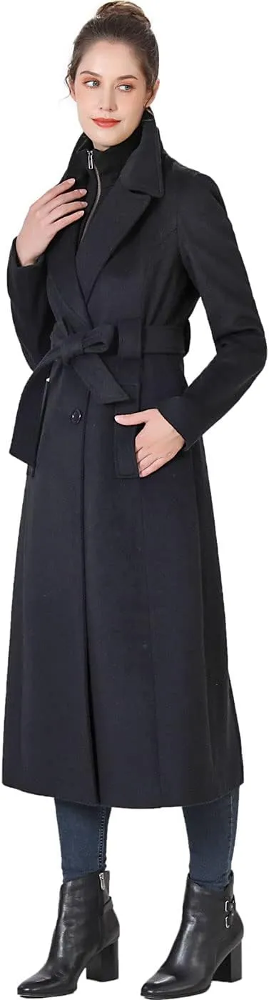 BGSD Women May Wool Blend Belted Long Walking Trench Coat with Removable Bib (Also available in Plus Size and Petite)