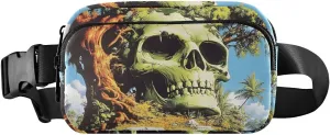 Big Skull Fanny Pack Water Resistant, Women Men Waist Pack Sling Bag Purse for Travel Hiking