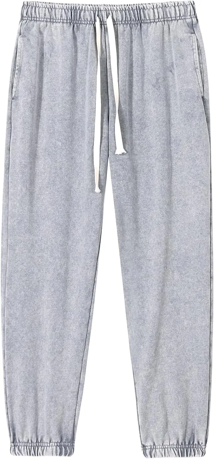 BINTEHGS Baggy Wide Leg Acid Wash Sweatpants Women Vintage Loose Pants High Waisted Joggers with Pockets Casual Streetwear