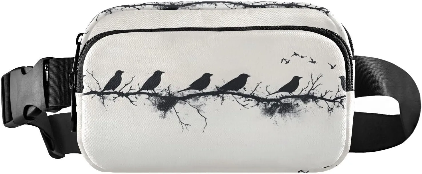 Birds Silhouettes Fanny Pack Water Resistant, Women Men Waist Pack Sling Bag Purse for Travel Hiking