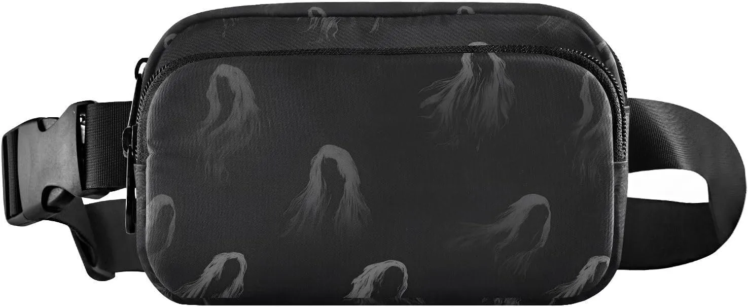 Black Halloween Fanny Pack Water Resistant Waist Pack Sling Bag Purse for Women Men Travel Hiking
