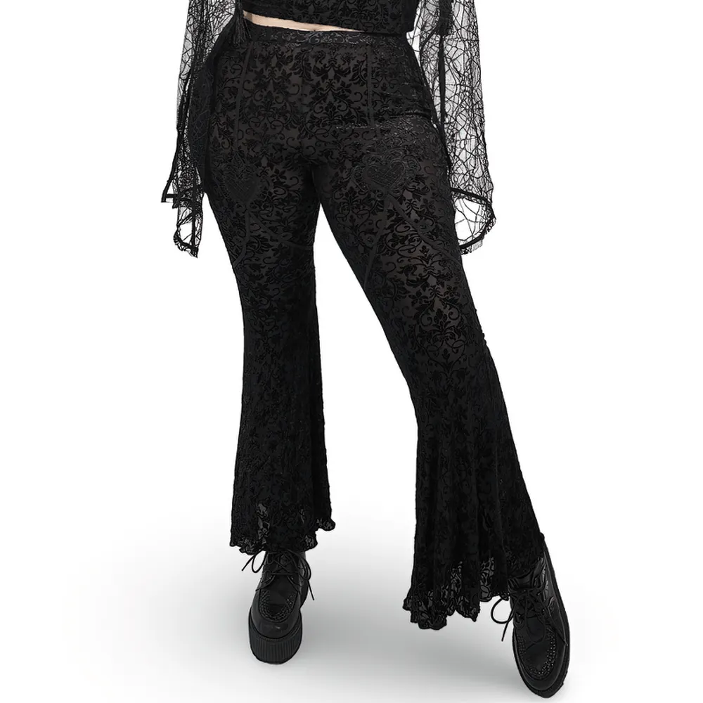 Black Lace Bell-Bottoms for Trendy Evening Wear