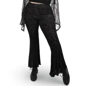 Black Lace Bell-Bottoms for Trendy Evening Wear