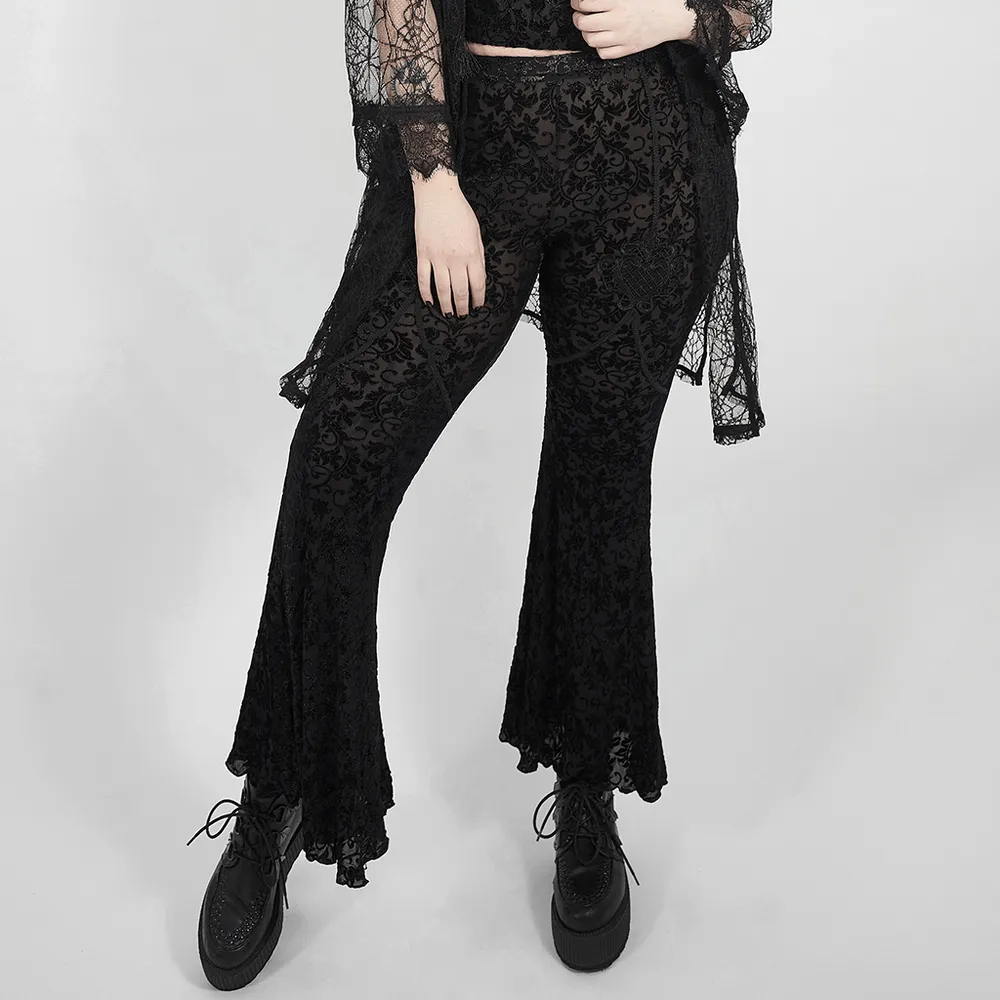 Black Lace Bell-Bottoms for Trendy Evening Wear