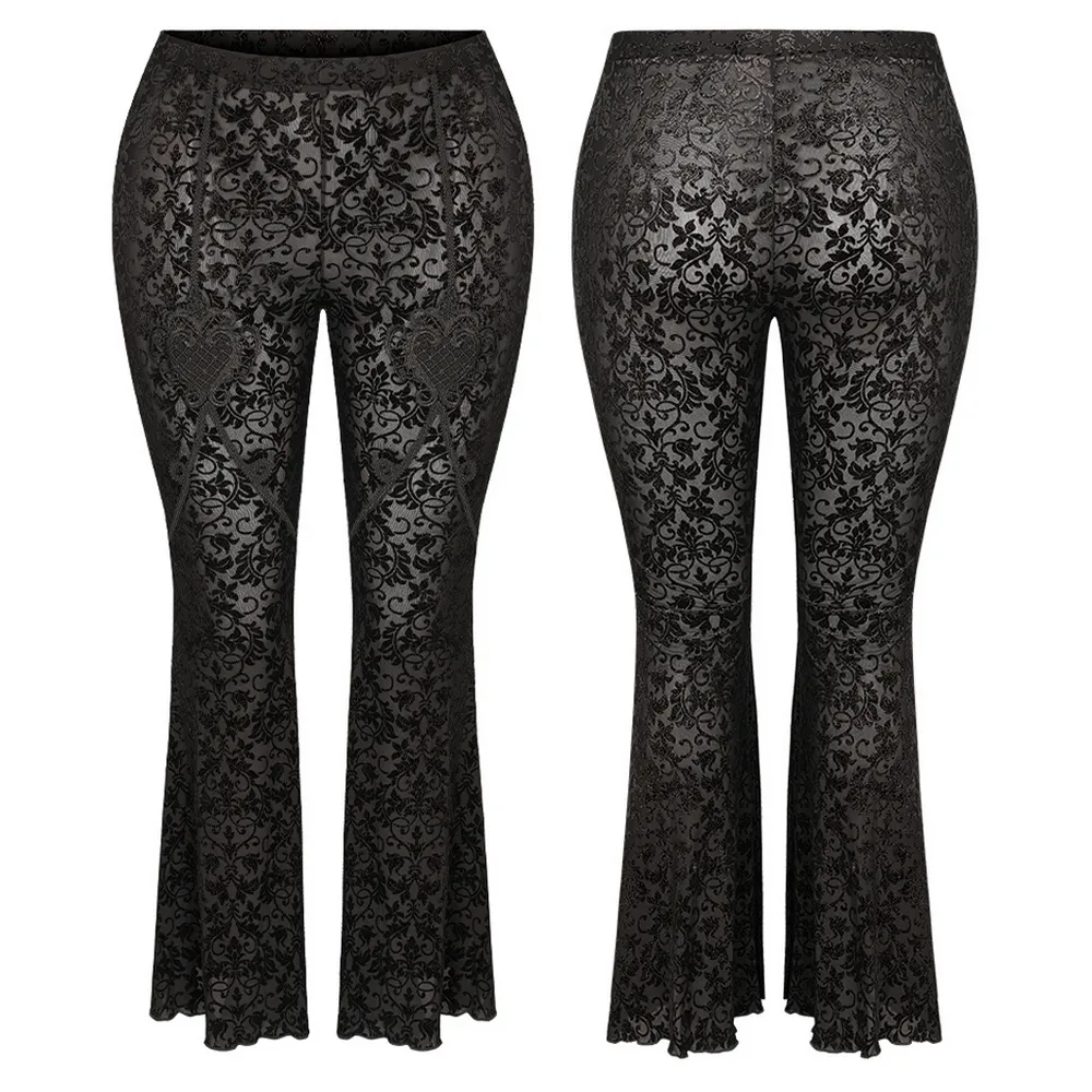 Black Lace Bell-Bottoms for Trendy Evening Wear