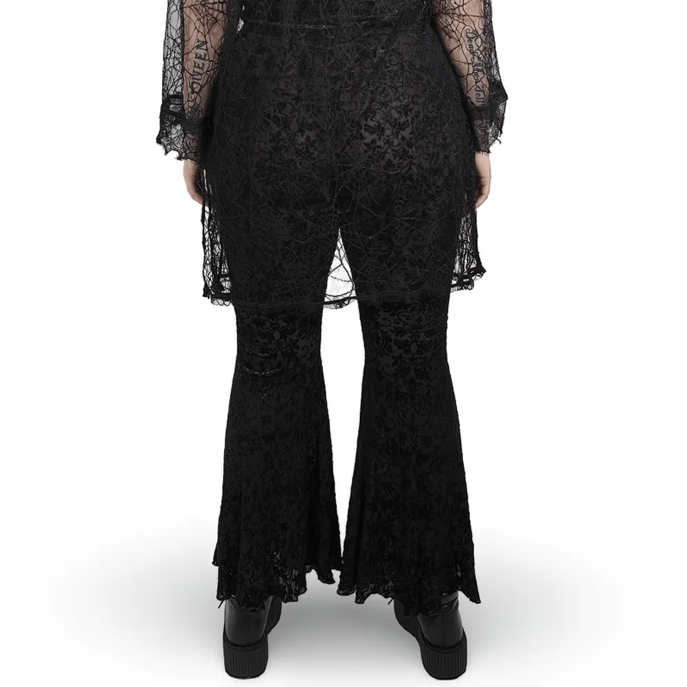 Black Lace Bell-Bottoms for Trendy Evening Wear