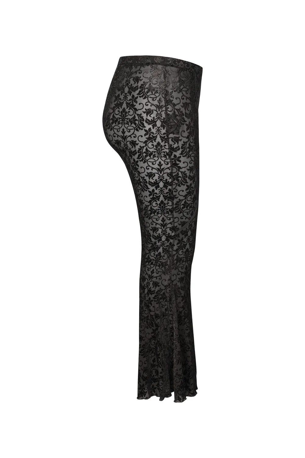 Black Lace Bell-Bottoms for Trendy Evening Wear