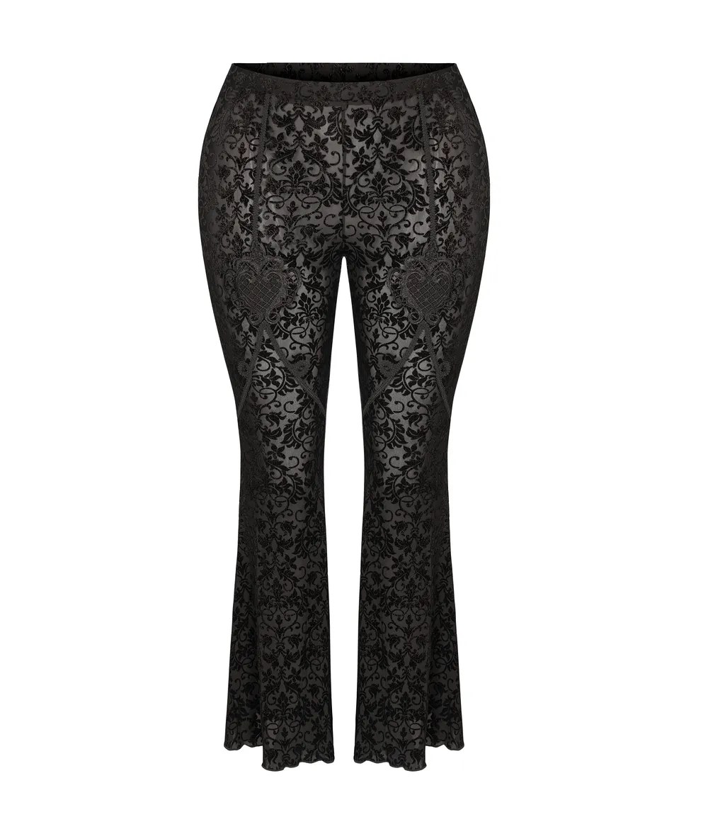 Black Lace Bell-Bottoms for Trendy Evening Wear