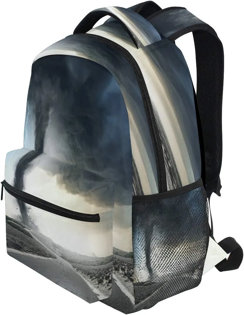 Black Tornado Backpack Bookbags Laptop Backpack for Boys Girls Teens, College Backpack Water Resistant Travel Bookbag
