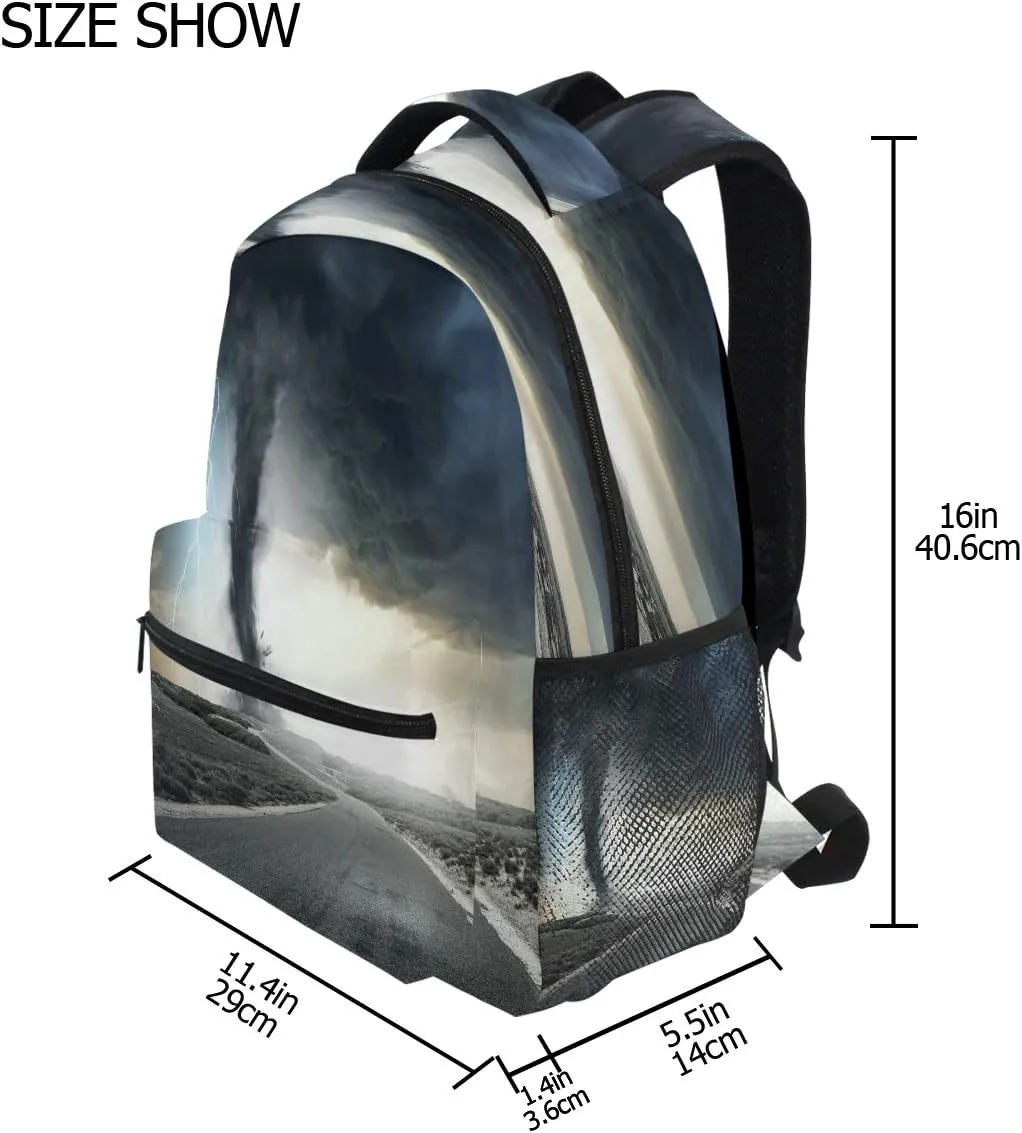 Black Tornado Backpack Bookbags Laptop Backpack for Boys Girls Teens, College Backpack Water Resistant Travel Bookbag