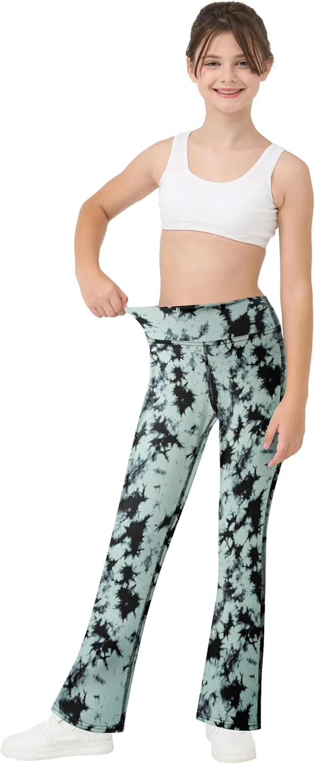 Bootcut Leggings for Girls High Waist Soft Stretch Women Yoga Pants Teen Dance Running Black Pink Dark Blue Maroon White