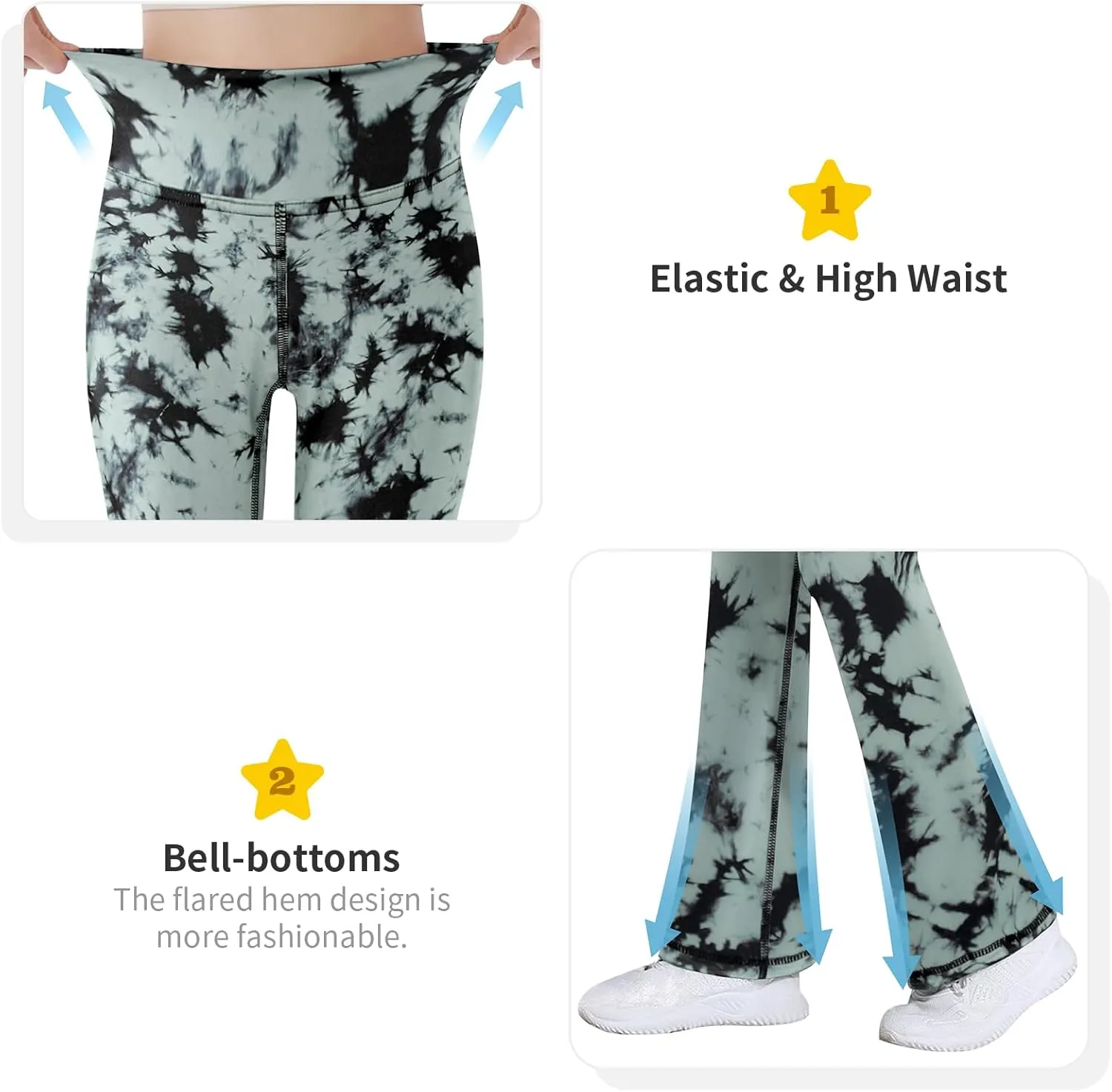 Bootcut Leggings for Girls High Waist Soft Stretch Women Yoga Pants Teen Dance Running Black Pink Dark Blue Maroon White