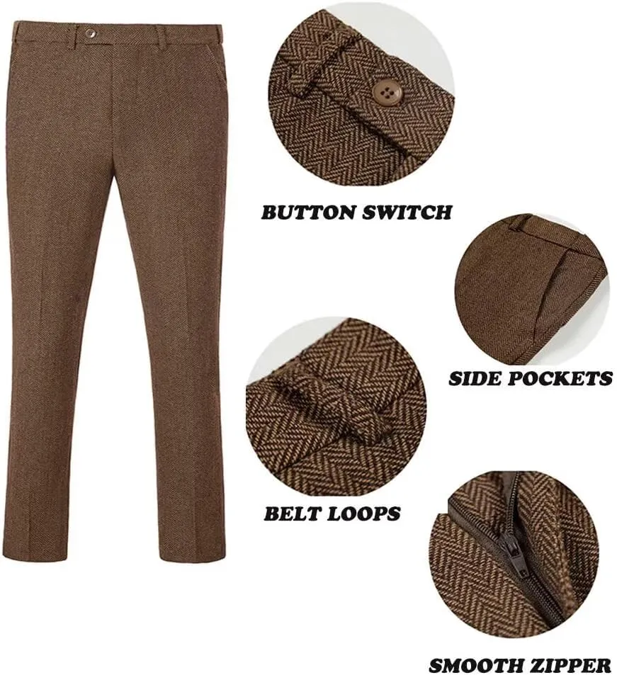 Boys Tweed Suit 3 Piece Tuxedo Suit for Boys Two Button Suits Jackets Vest Pants Set for Kid